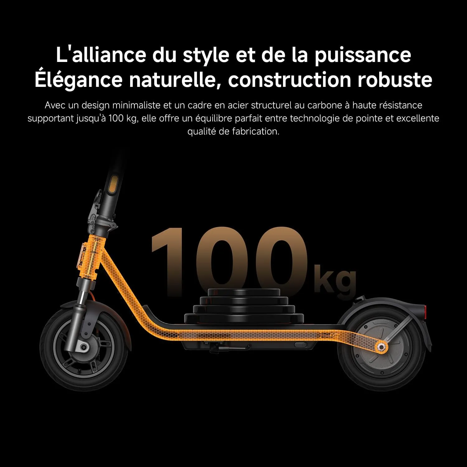 Cuadro de acero al carbono del Xiaomi Electric Scooter Serie 6, que soporta hasta 100 kg